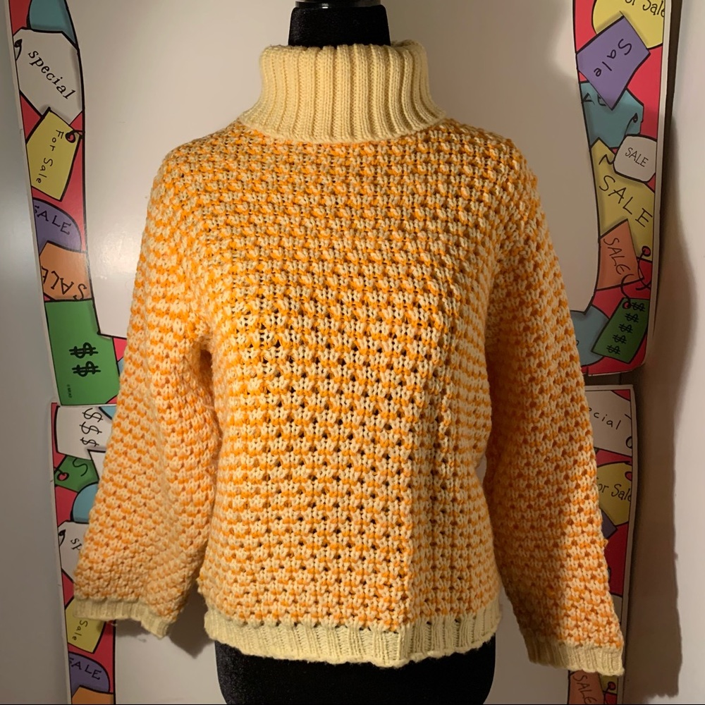 Vintage Knitted Orange & Yellow Sweater